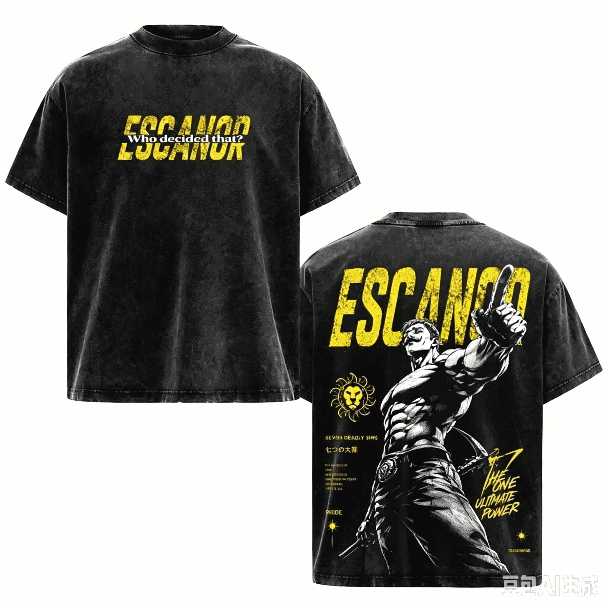 Hot Sale Anime The Seven Deadly Sins Escanor Graphic Washed T Shirts Y2K Men Women Casual Hip Hop Streetwear Oversized T-shirt