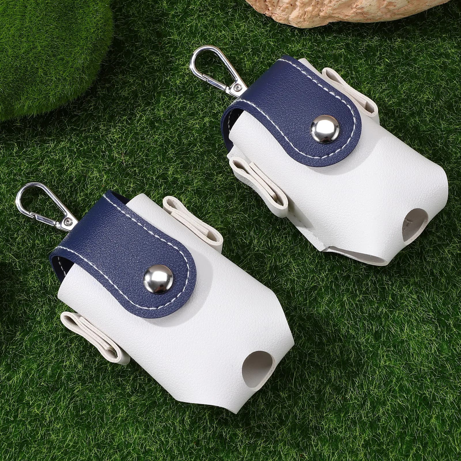 Golf Ball Holder 2 Pack Waist Clip Pouch with Tee Storage Portable Hanging Bag for Outdoor Practice