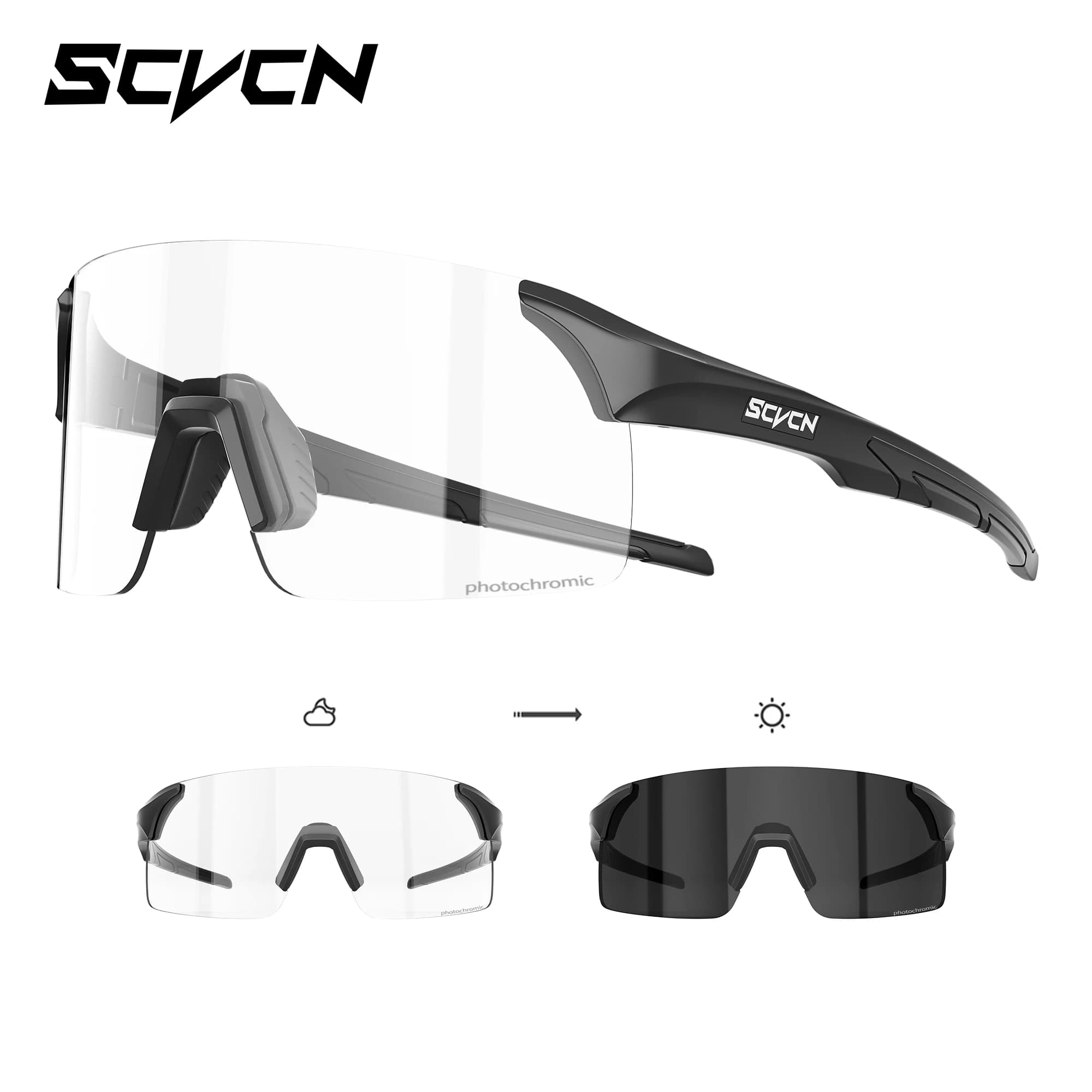 Occhiali da Sole Fotocromatici SCVCN per Donne, Occhiali da Ciclismo, Occhiali Sportivi per Bici, Occhiali da Arrampicata MTB per Uomo