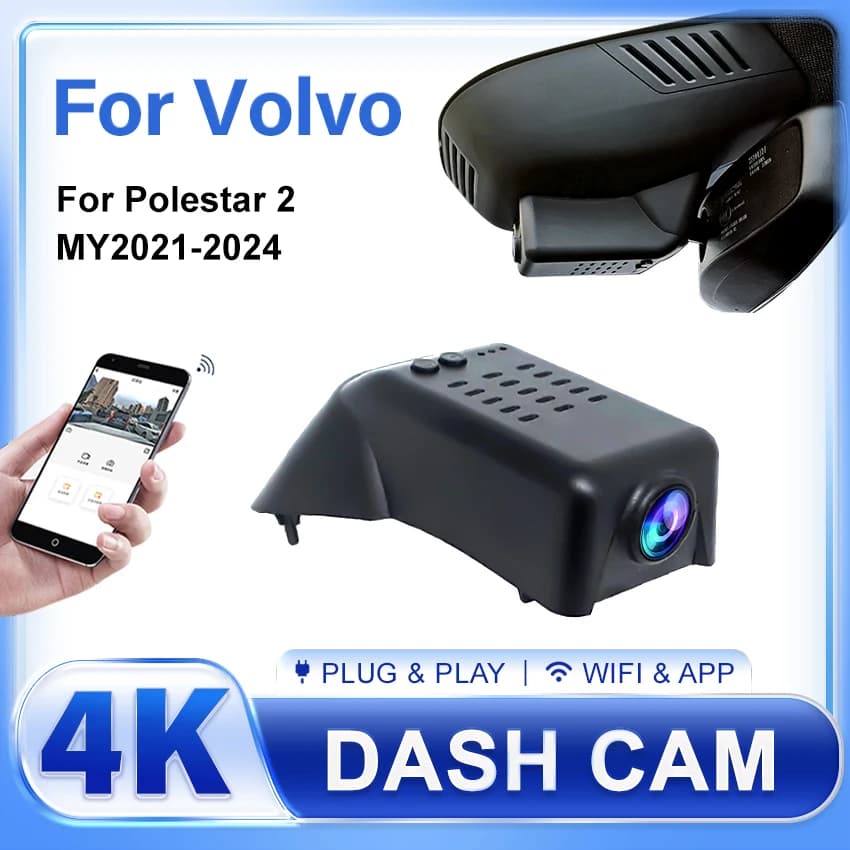 New! Plug and play Car Dvr Dash Cam Camera Video Recorder Original For Volvo Polestar 2 2021 2022 2023 2024 UHD 4K DashCam