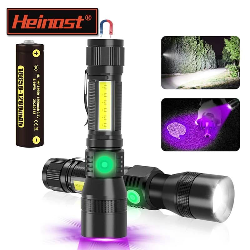 USB Rechargeable Flashlight, Camping Lantern, Urina Macchie Detector for Domestic Animals, Ultraviolet Black LED Light Lamp