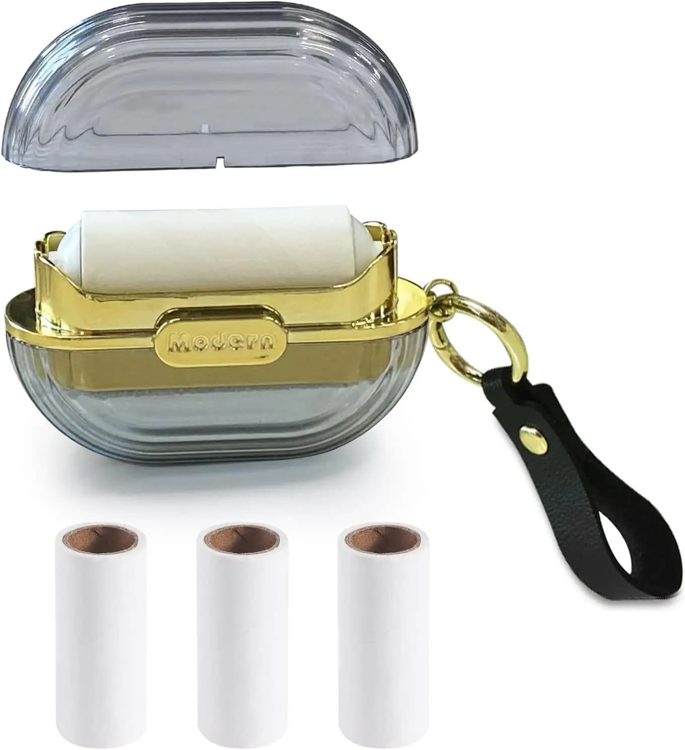 Rullo Levapelucchi Portatile a Doppia Faccia con Impugnatura, Rimuovi Peli di Animali Extra Adesivo per Vestiti e Borse, 4 Ricariche Incluse, Grigio