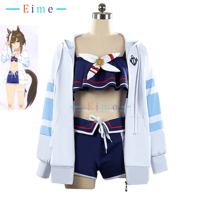 Gioco Pretty Derby Cheval Grand Costume Cosplay Donna Costume da bagno carino Top Pantaloni Cappotto Costume da bagno per feste di Halloween Realizzato su misura