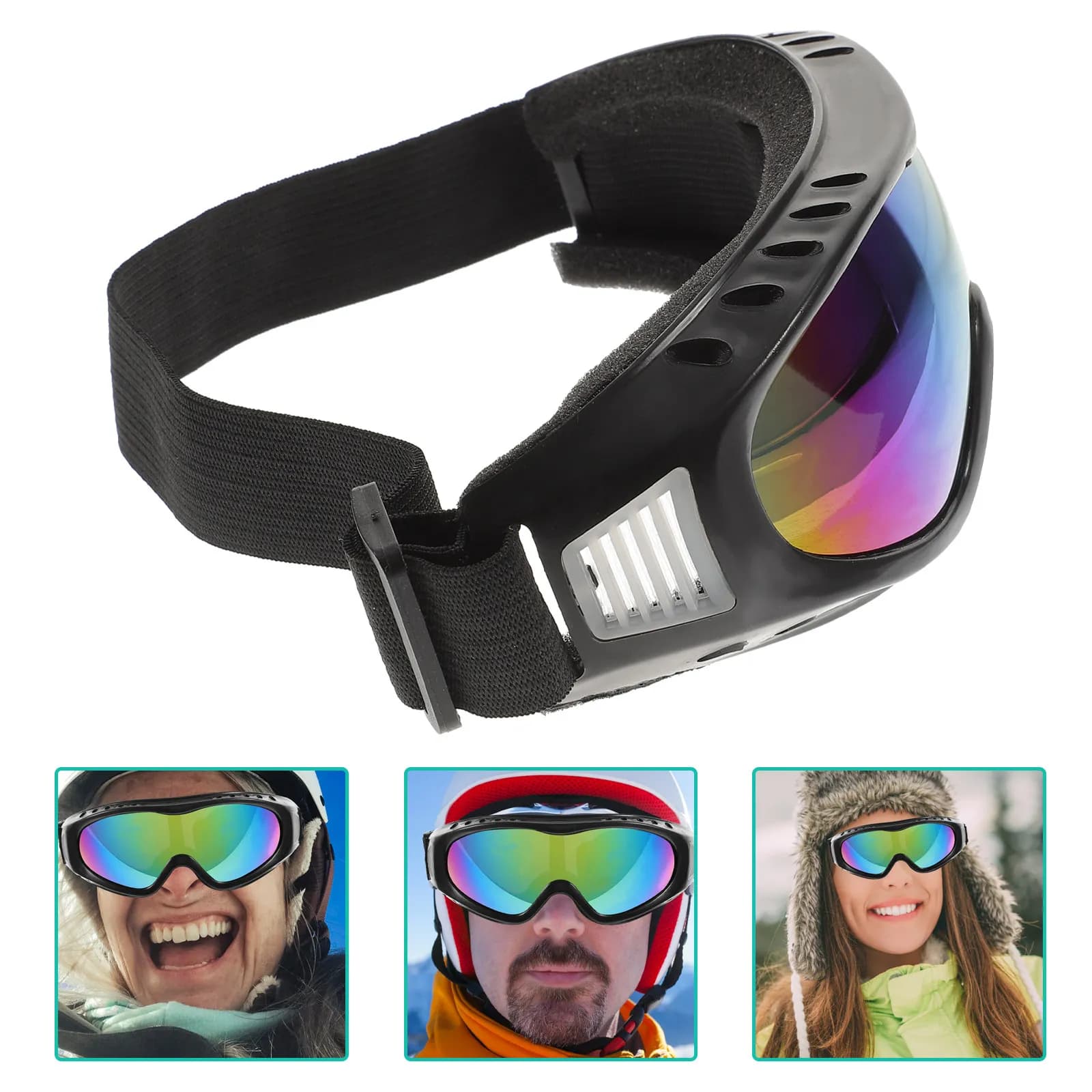 1 paio di occhiali da sci, occhiali protettivi per lo sport, antiabbagliamento, per ciclismo, alpinismo, snowboard, uso all'aperto