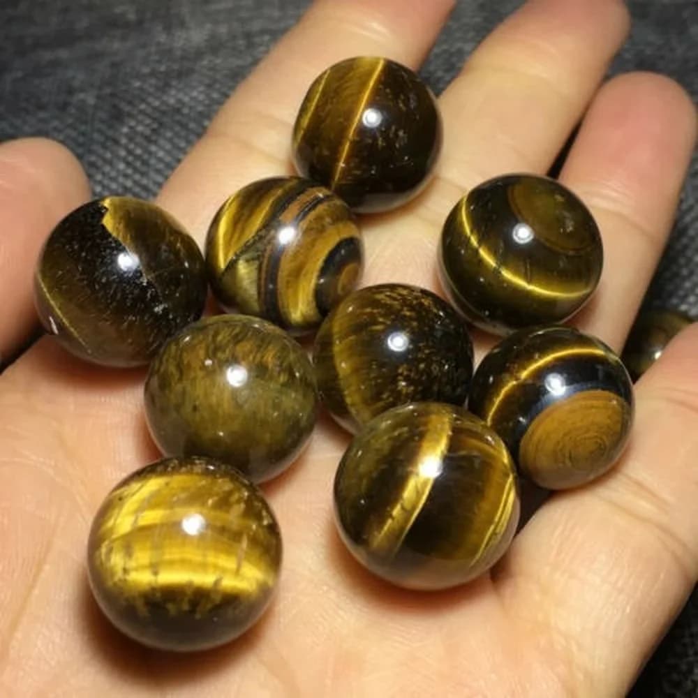 20mm Natural Tiger's Eye Crystal Sphere Ball Feng Shui Chakra Mineral Collection Home Desk Decor