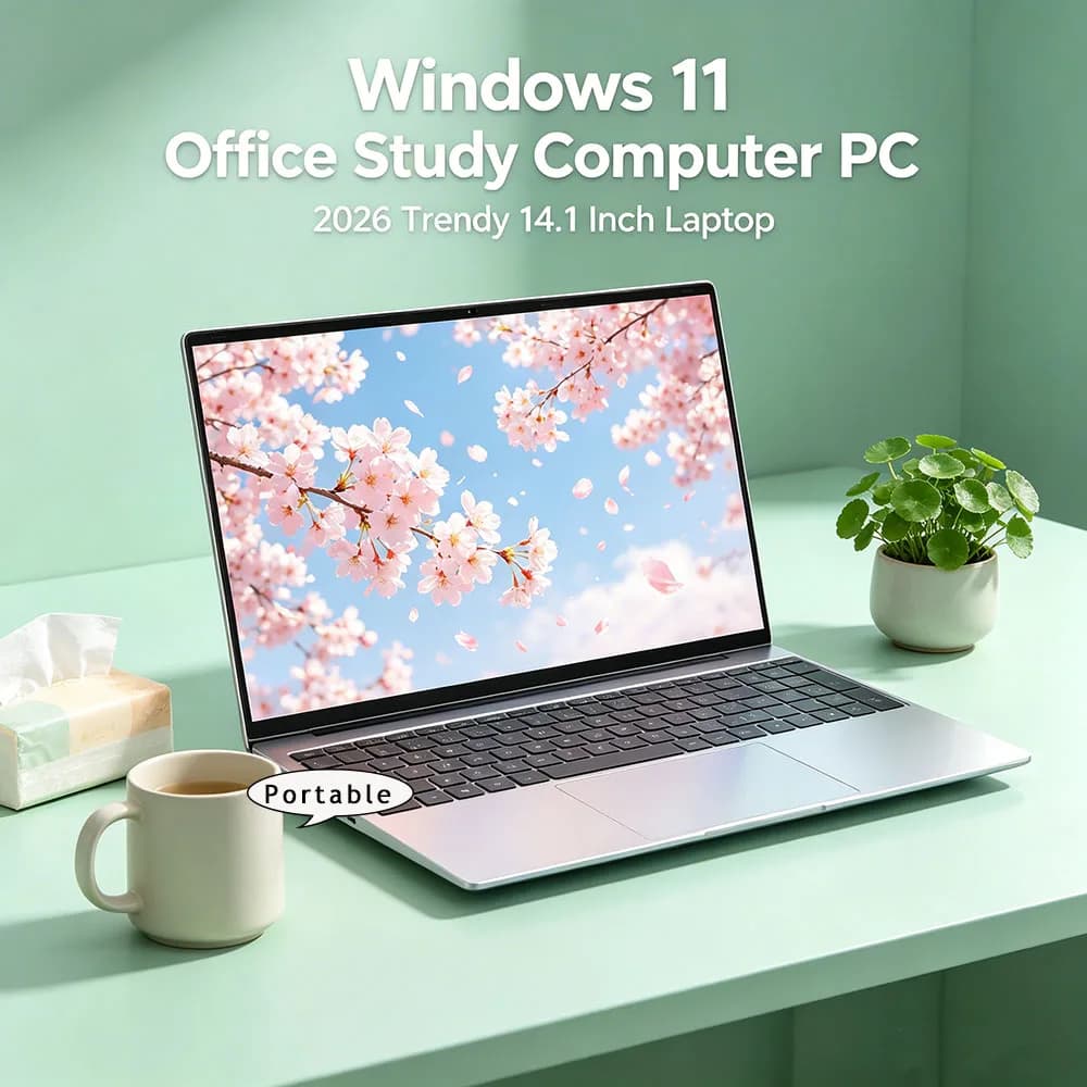 2026 New14.1 Inch Ultra Thin Laptop Intel N95 Win11 DDR4 2TB SSD Portable Slim Business Office Student Notebook PC 16GB 32GB RAM