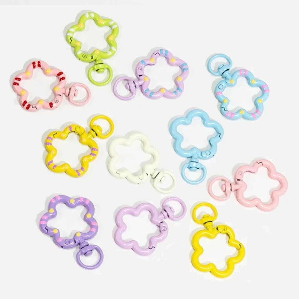 5 pcs Flower Moschettone Trigger Clip Buckles For Keychain Aragon Clasp Hooks for Necklace Keyring Closure Jewelry Supply