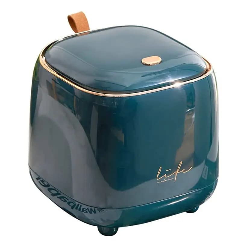 PORK-Mini cestino per rifiuti da appoggio, contenitore per rifiuti con coperchio a pressione, dispenser per cestino per rifiuti da 0,5 galloni/1,5 litri, verde resistente