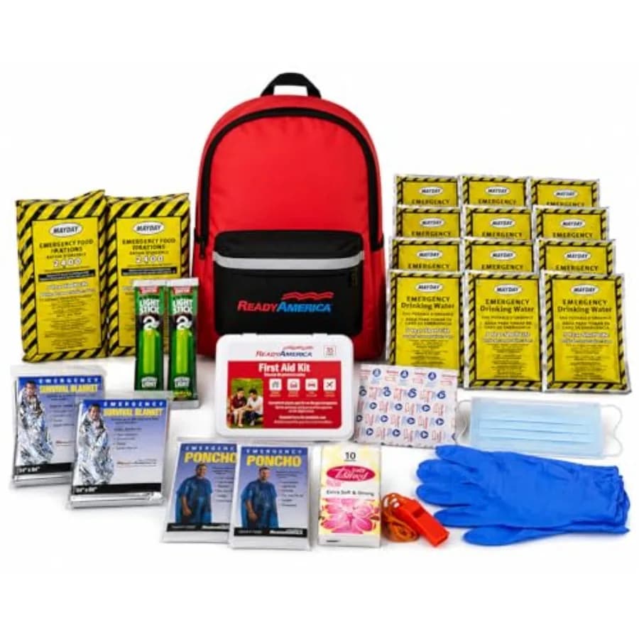 Kit di Emergenza 70280 per 72 Ore, per 2 Persone, Zaino per 3 Giorni, Include Kit di Pronto Soccorso, Coperta di Sopravvivenza, Borsa Portatile per Preparazione alle Emergenze