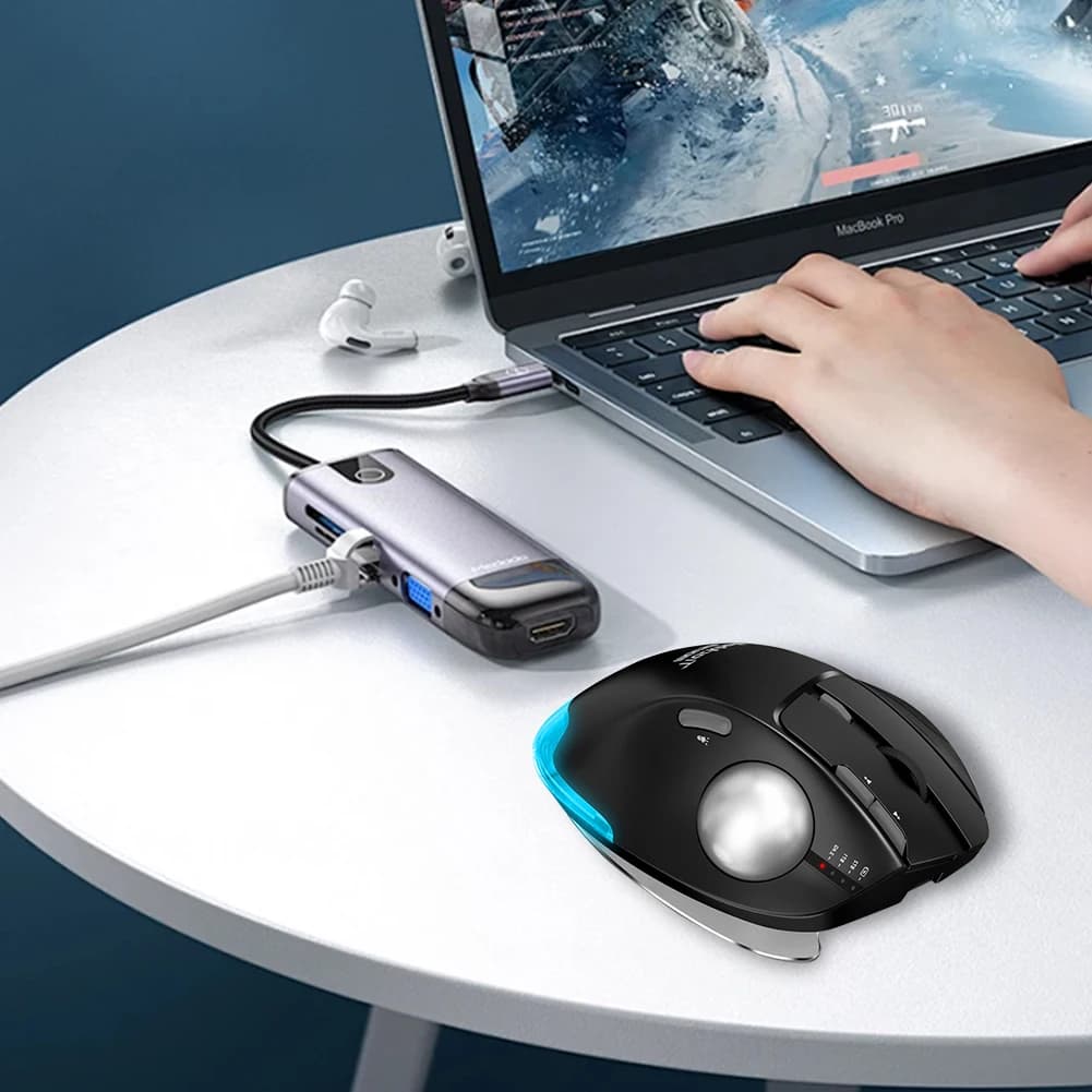 Mouse da Gaming Verticale 2.4G Ergonomico con 8 Pulsanti e 5 Livelli DPI Regolabili per PC e Accessori per Computer
