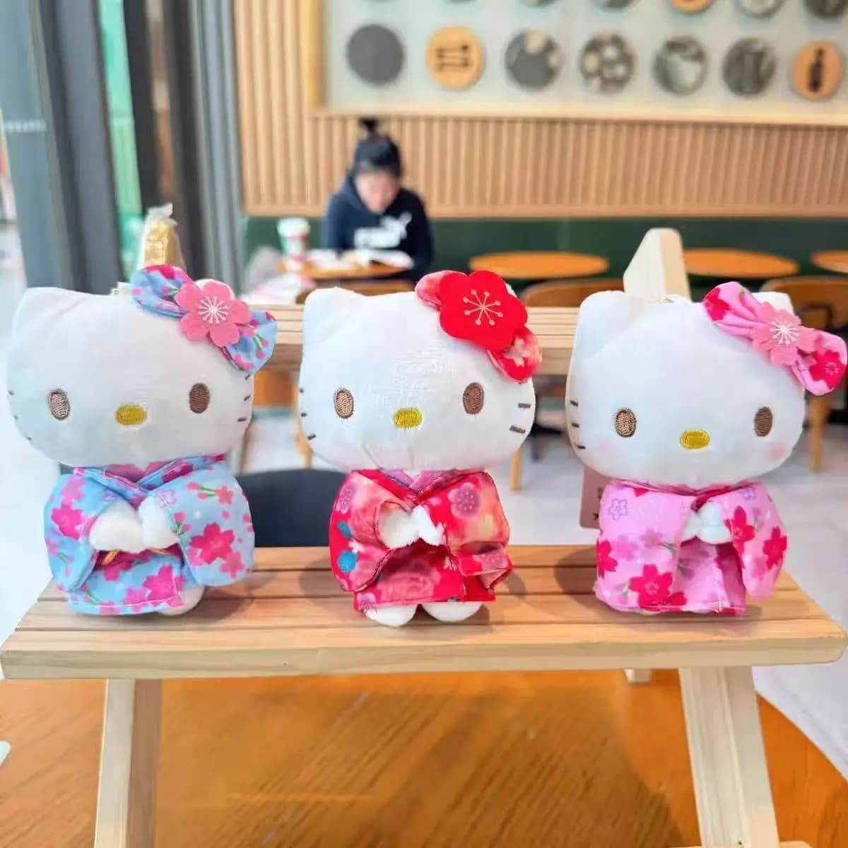 Kawaii Kitty Japanese Kimono Style Plush Keychain Asakusa Temple Vintage Cat Doll Bag Charm Backpack Pendant Gift