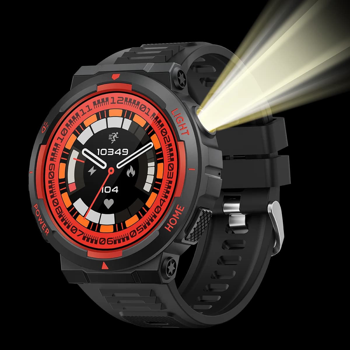 KT75 Outdoor LED Flashlight Display Smart Watch Men WomenTracking Heart Rate Monitor Waterproof 3ATM IPS for IOS Android