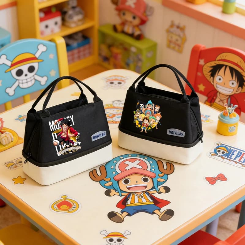 Borsa Termica per Pranzo per Bambini One Piece con Tracolla, Borsa Portatile per Alimenti con Design Anime e Videogiochi, per Ragazzi e Studenti