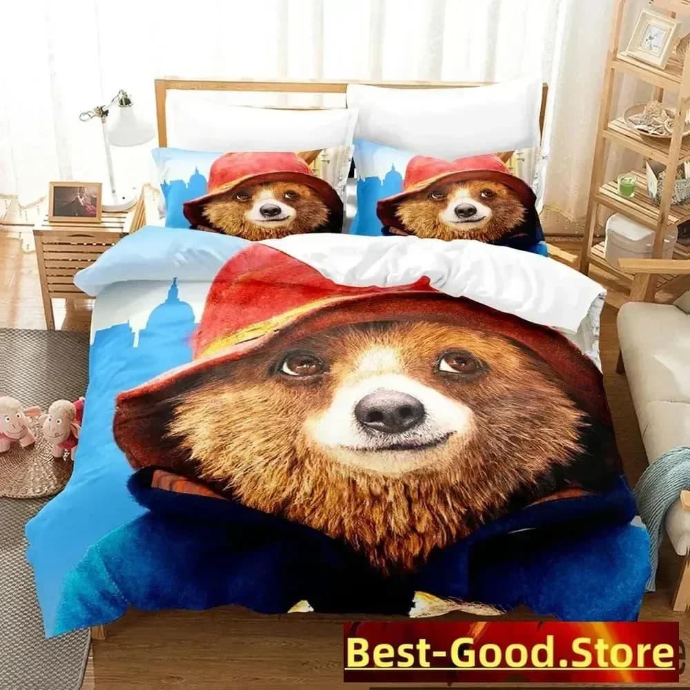 Set di biancheria da letto con stampa 3D del cartone animato Paddington Bear, per bambini e ragazzi, misure Twin, Queen, King, copripiumino e federa, per ragazzi e adulti.