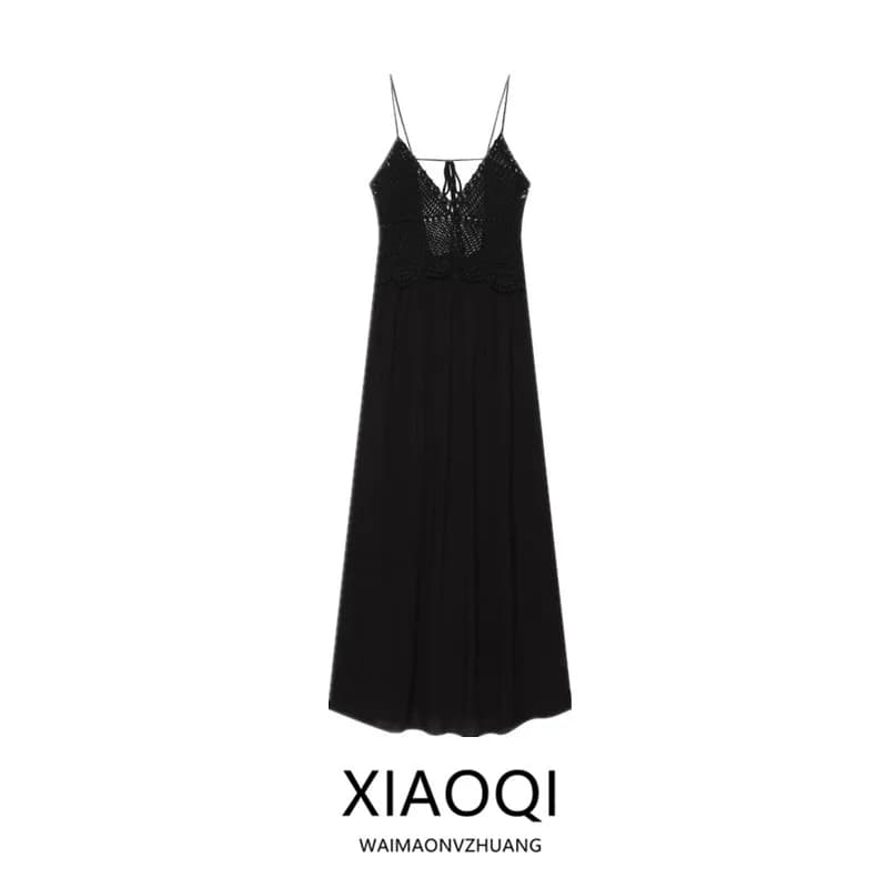 Summer 2026 Women's Knitted Long Dress Design Sense Hook Needle Splicing Casual City Commute Sleeveless Other Material 100%