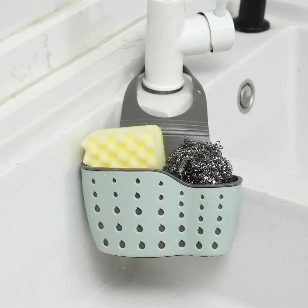 Cestello Sospeso Regolabile per Lavello, Porta Spugna, Scolapiatti Senza Foratura, Organizzatore per Rubinetto Cucina
