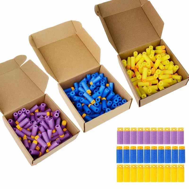 100 pz/scatola Worker Gen4 medicine Short Darts Hollow Tips EVA per Nerf Yellow Blue Purple Color