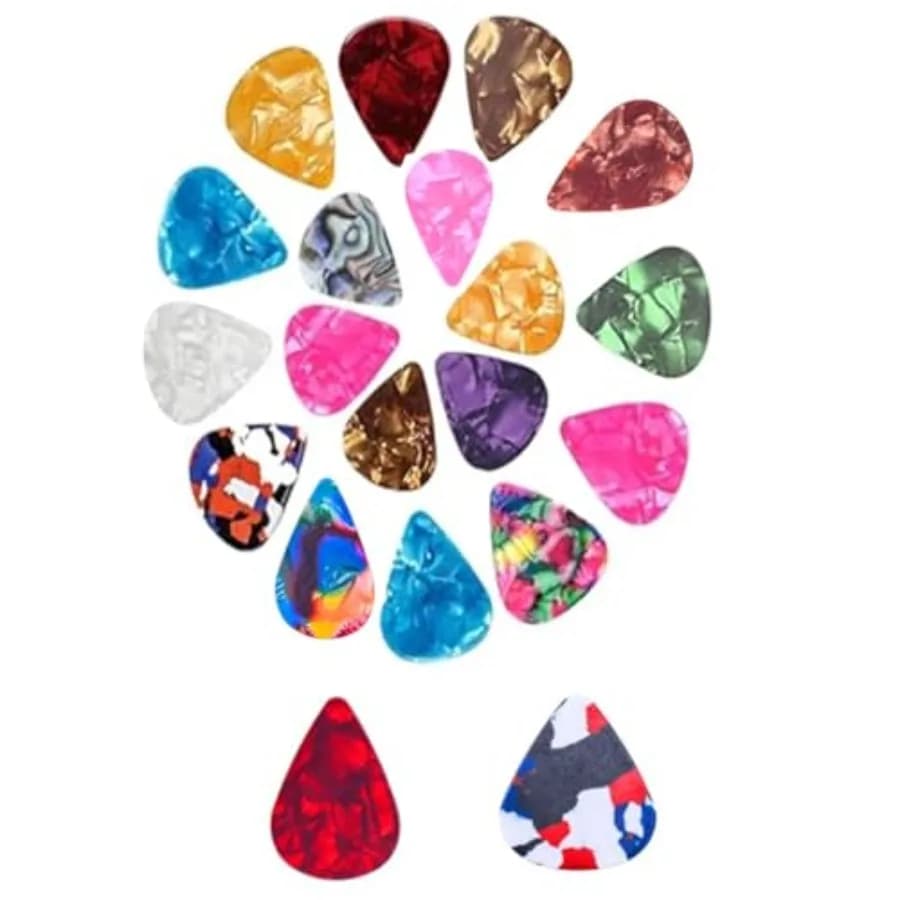 20 Pack 4 Thickness Colorful Celluloid Plectrums for Acoustic Guitar Electric Guitar Bass Ukulele 0.46mm/0.71mm/0.81mm/0.96mm