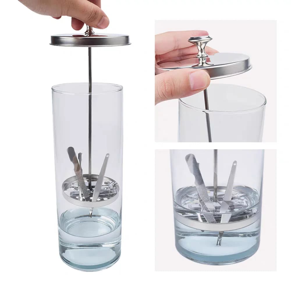 Barbiere Sterilizzatore Barattolo Pettine Sterilizzazione Serbatoio Pulizia del vetro Spa Estensioni delle ciglia Strumento per unghie Barbiere Disinfettante Disinfezione