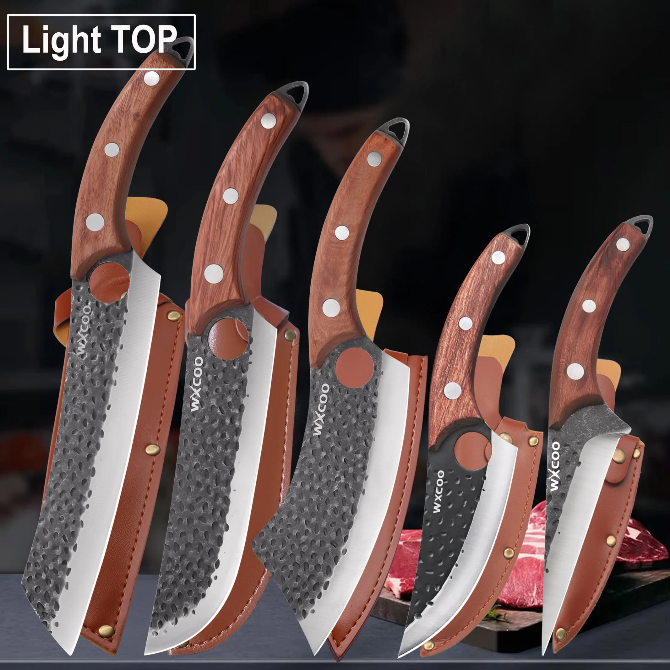 Stainless Steel Kitchen Knife Forged Butcher Knife Handmade Fish Knife Cooking Knife for ultra sharp barbecue with knife lid