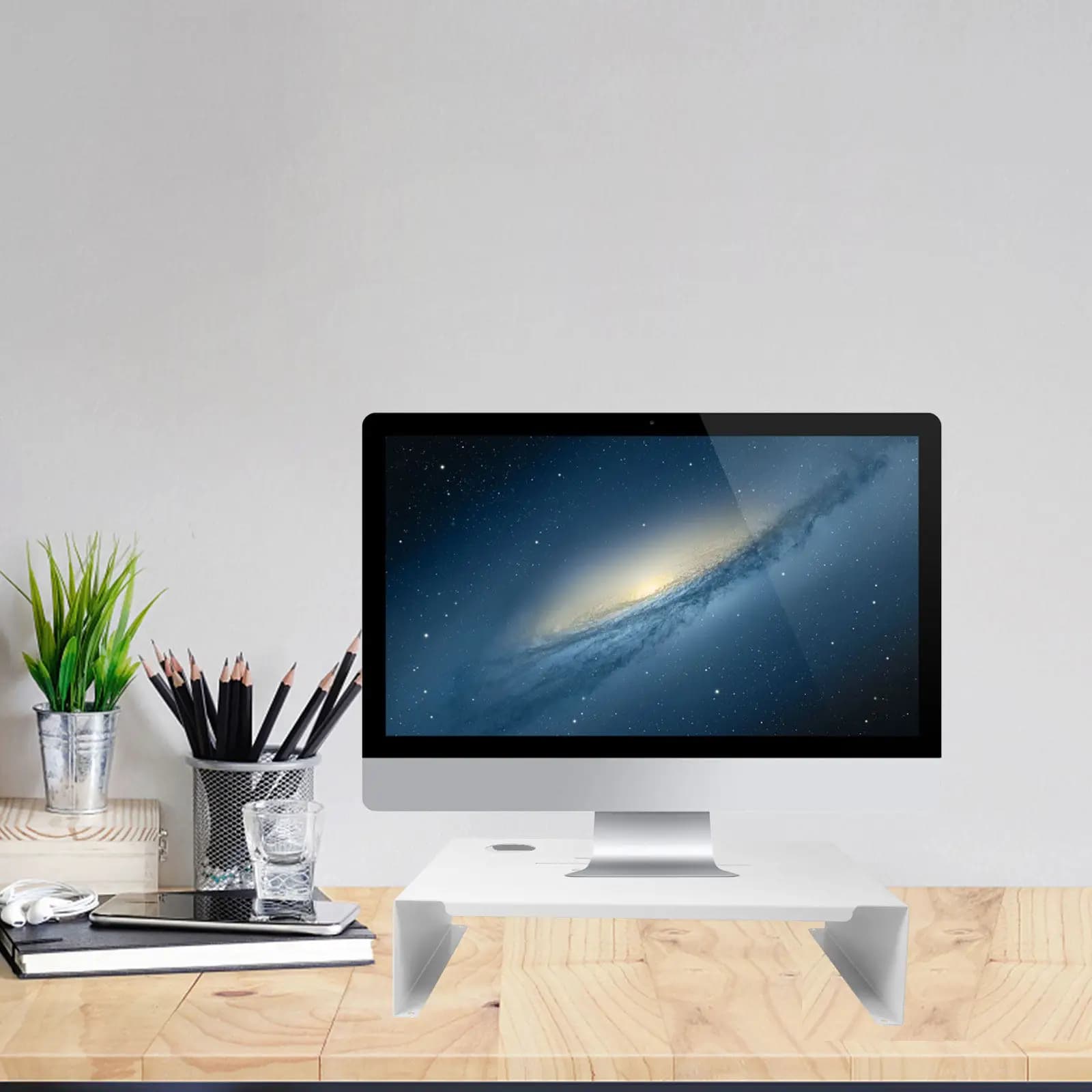 Monitor Stand Riser Ergonomic Laptop Printer Desk Bracket Desktop Steel Stand Computer Screen Riser Storage Organizer Non-Slip