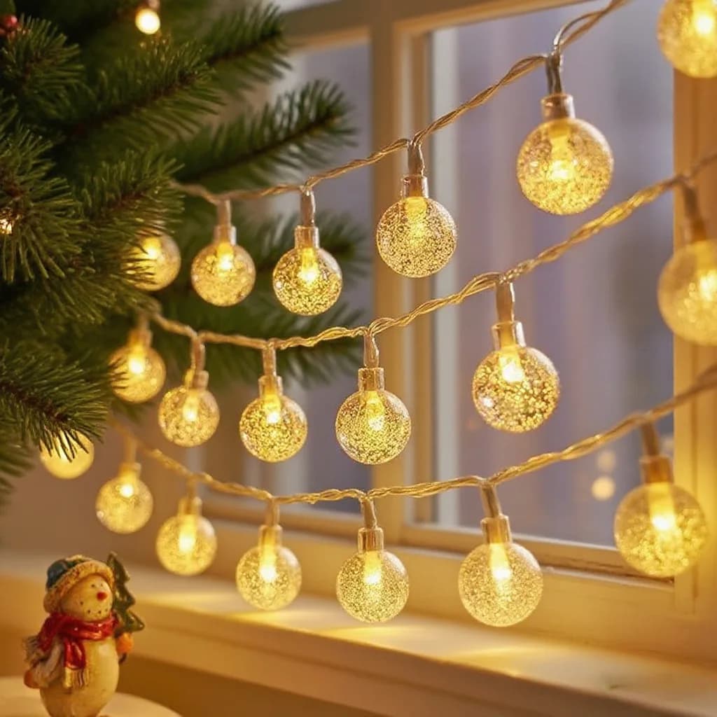 Battery Operated LED Crystal Globe Ball String Lights Fairy Garland Light for Christmas Home Wedding Garden Party Bedroom Decor
