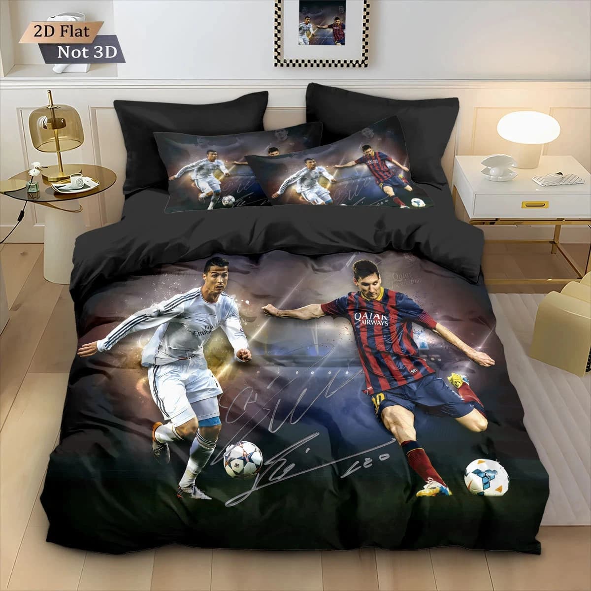 Football star Bedding Set Football match 3D Printed Duvet Cover Bedroom Comforter Youth Kids Girl Boys Gift