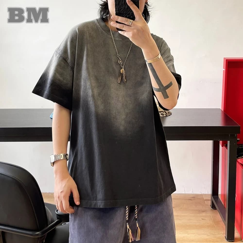 Estate coreano vestiti popolari Streetwear gradiente t-shirt uomo donna Hip Hop coppia manica corta Tee Harajuku Casual top maschio