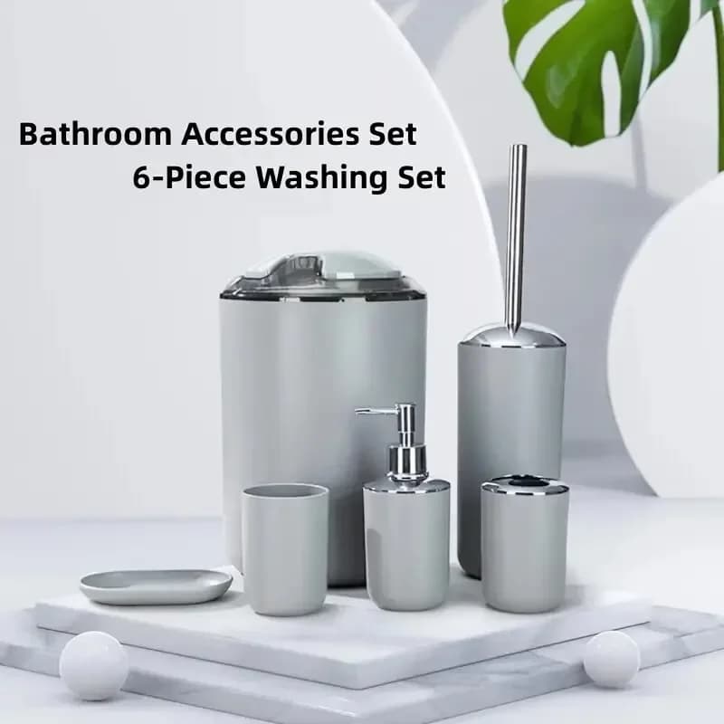 Forniture per il bagno 6 pz/set di portaspazzolino portasapone scopino per wc portaoggetti per il bagno Set per il lavaggio del bagno lavabile