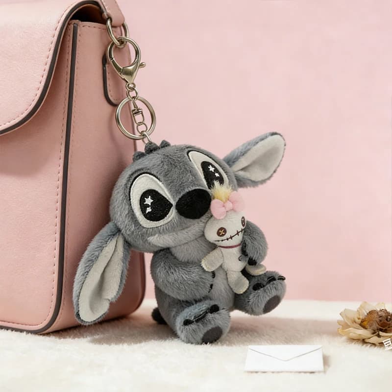 Portachiavi in peluche Disney Lilo & Stitch Serie Notturna, simpatico Stitch con Scrump, ciondolo per borsa, zaino, chiavi, regalo di compleanno per i fan