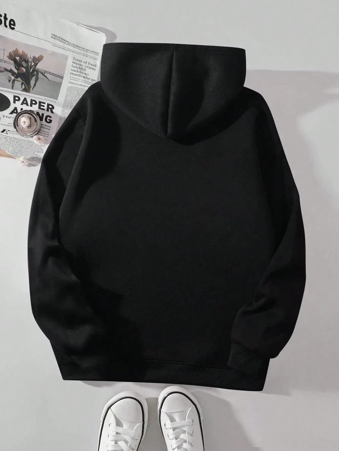 Felpa con cappuccio ampia da donna con stampa Faith, pullover casual per l'inverno