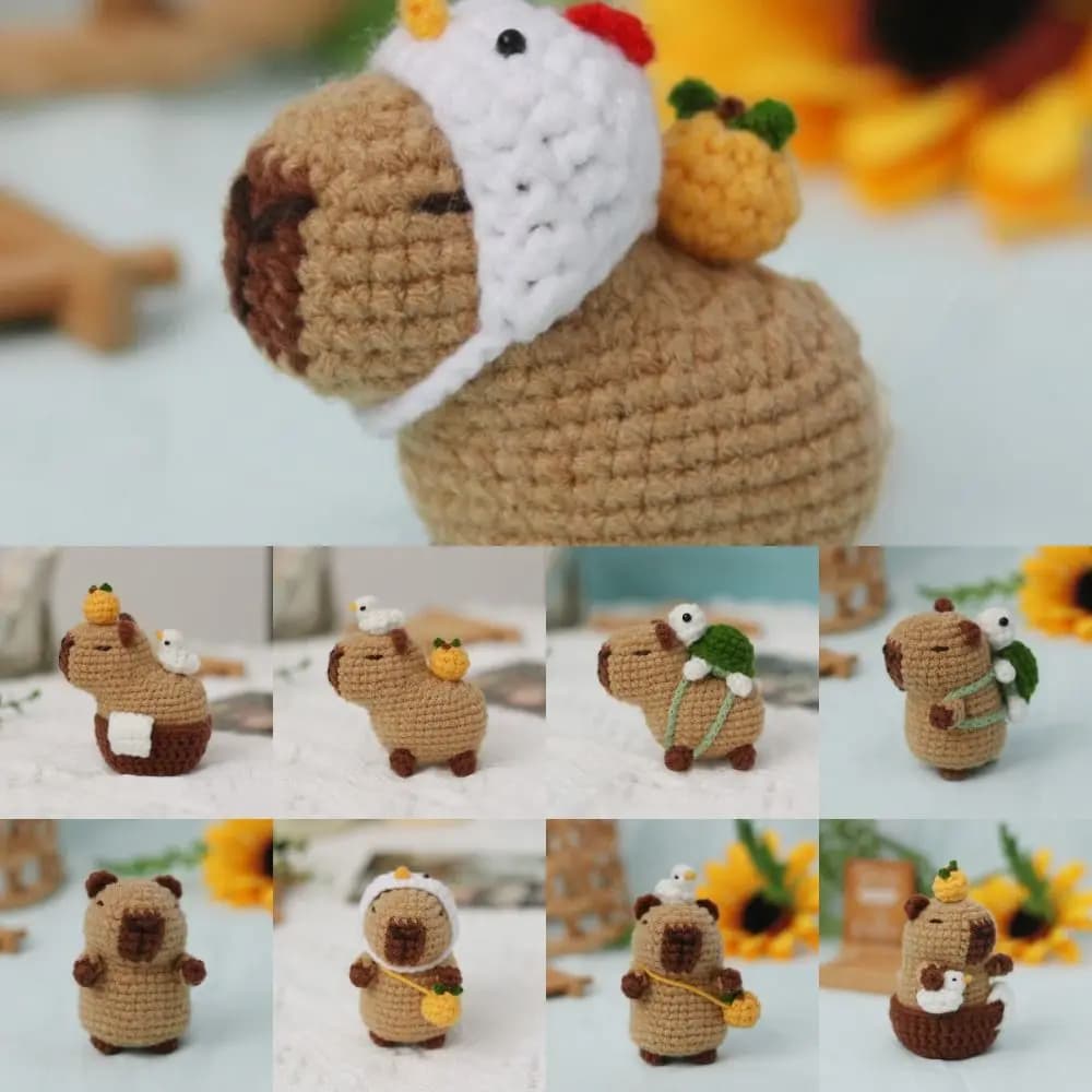 Nuovo Kit per Principianti per Animali Imbottiti all'Uncinetto con Set di Uncinetti, Kit Fai-da-Te per Capibara, Kit Fai-da-Te per Porcellino d'India, Set di Filati Fatti a Mano