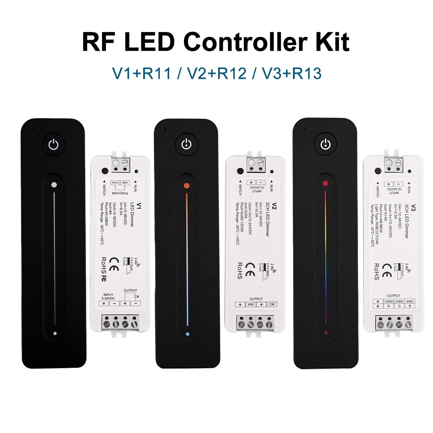 Controller LED V1 R11 telecomando RF V2 R12 V3 R13 dimmer LED wireless per luci a strisce LED DIM CCT RGB COB 2835 5050 Illuminazione LED