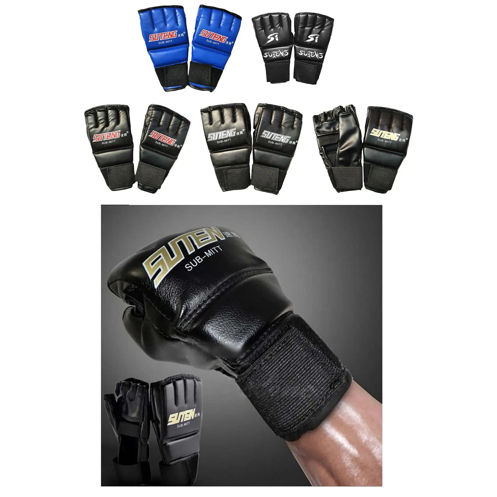 Gym MMA Muay Thai Training Punching Bag Half Mitts Sparring Boxing Gloves Unisex