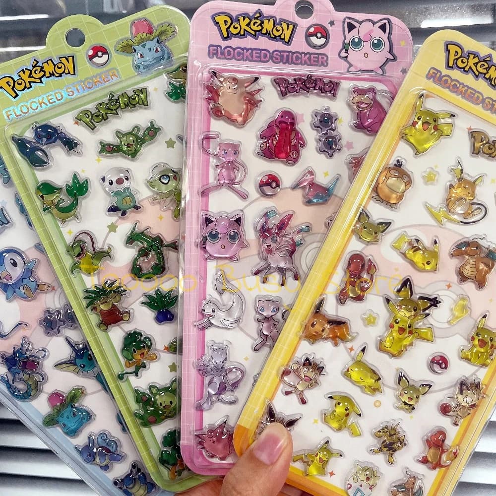Adesivi 3D in Resina di Pokemon Anime, Decorazioni Kawaii Pikachu, Sticker in Cristallo per Cover Telefono, Regalo Fai-da-Te per Bambini