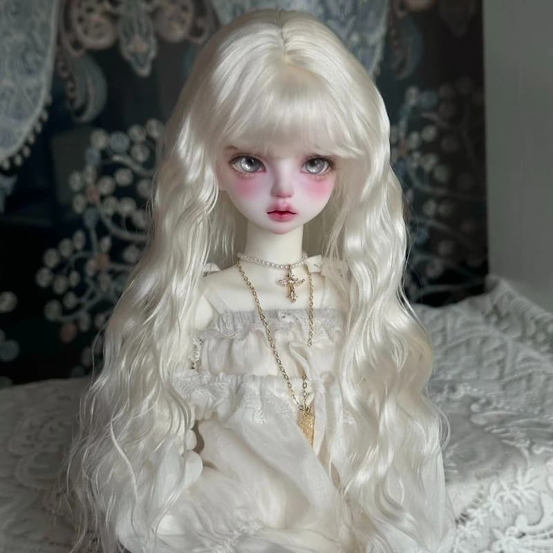 1/3 1/4 1/6 Parrucca per bambola per bambola Bjd da 60/45/30 cm Capelli lunghi ricci con frangia Ragazza Giocattoli Vestire Casa da gioco Accessori per bambole, senza bambola