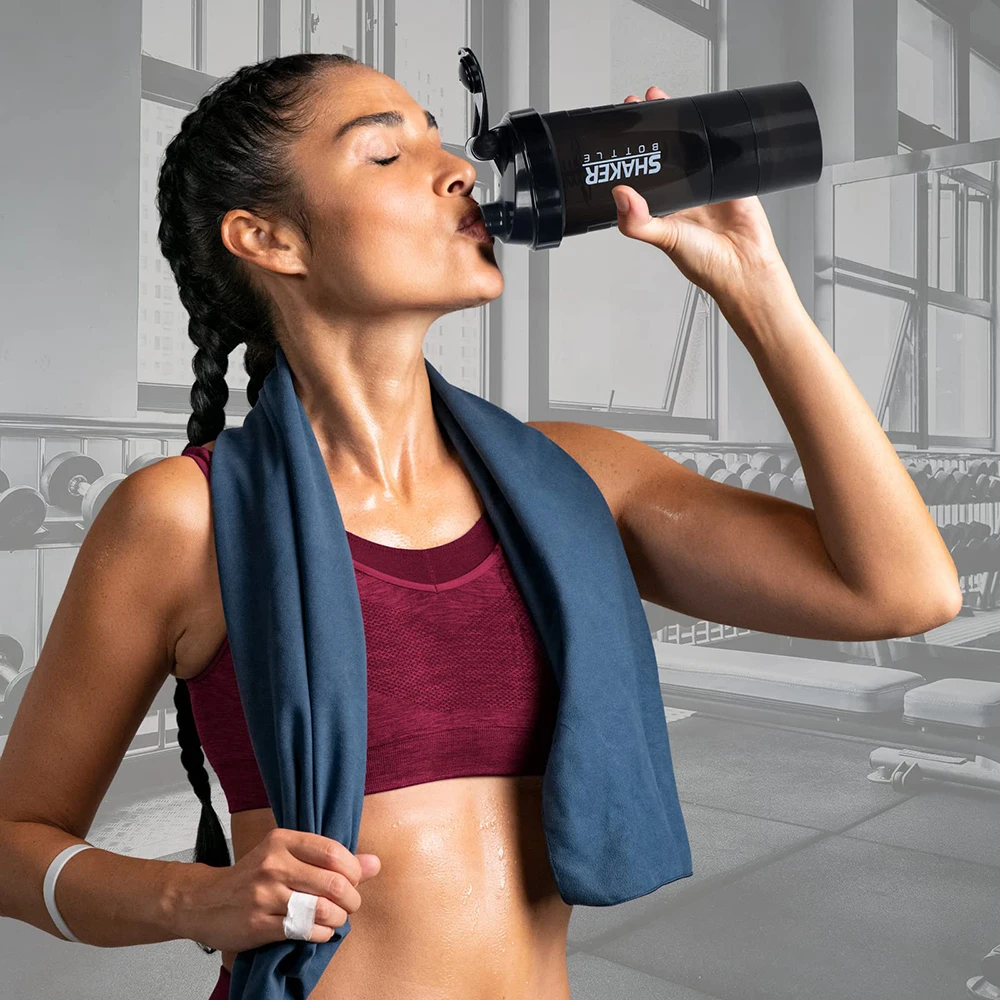 3 Layers Shaker Bottle, Water Bottle, Plastic Mixing Bottle, Body Building