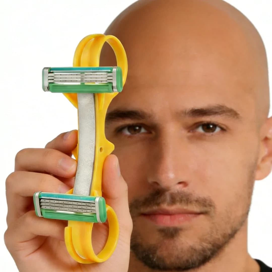 Double blade safety shaver for head, shaving tool, manual trimmer for man, for sensitive skin, dry or wet use, for daily shower and travel