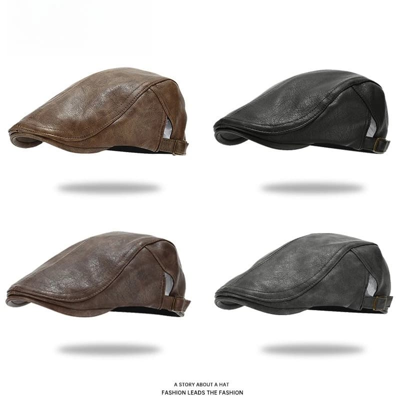 Men's Retro Painter Beret Hat Autumn Winter American Leather Versatile Fashionable Duckbill Cap for Women Artistic Forward Style
