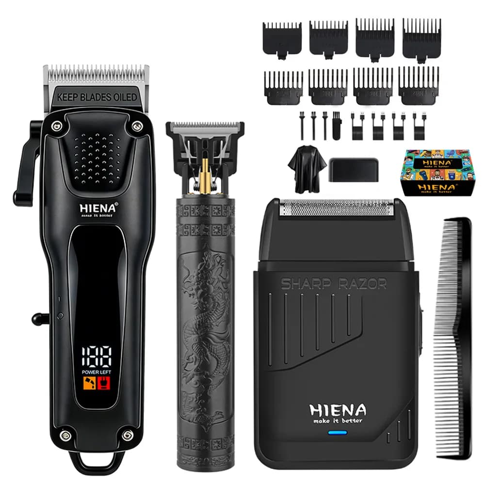 Tagliacapelli Elettrico T9 per Uomo, Regolabarba Professionale Senza Fili Ricaricabile con Kit per Taglio Peli del Naso