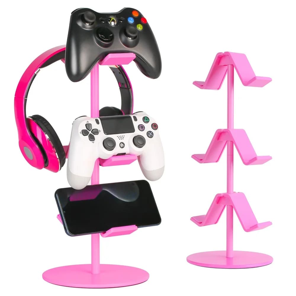 Game Controller Holder Headset Hanging Stand Joystick Display Rack for Gaming PC Xbox PS5 Nintendo Switch Game Accessories Pink