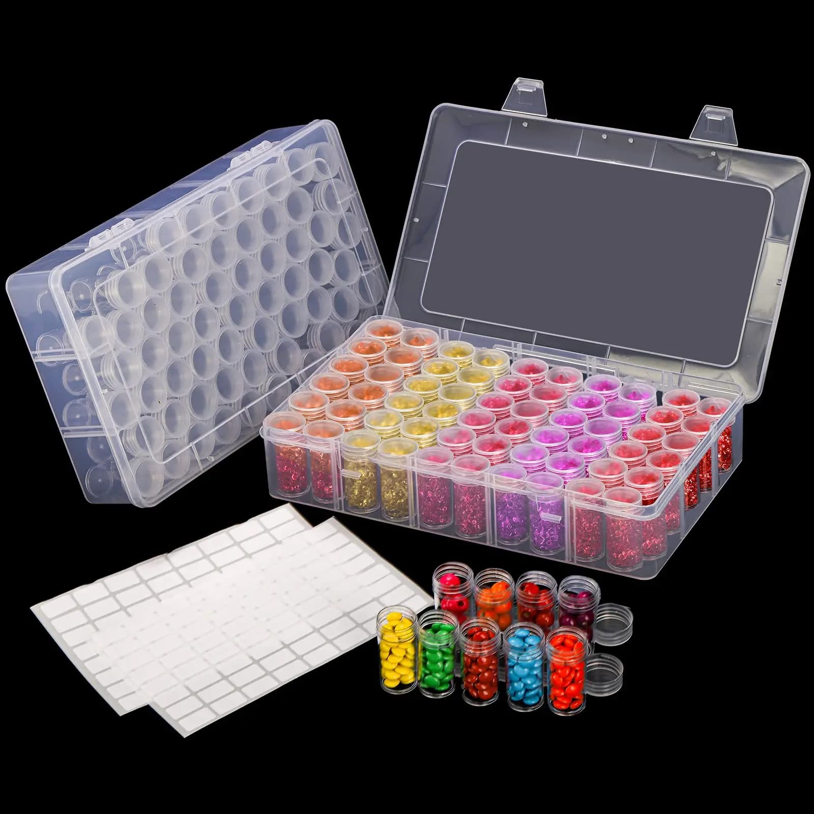 Scatola di Plastica con 24/30/38/60 Scomparti, Organizzatore per Accessori di Pittura Diamante, Perline, Charm e Gioielli