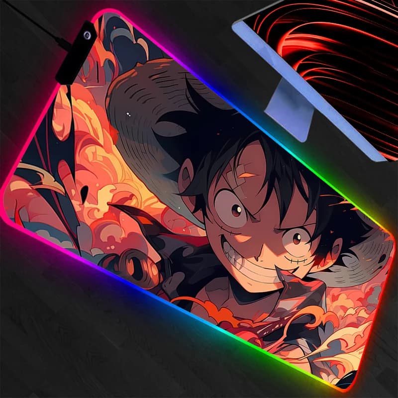 Tappetino per Mouse RGB One Piece XXL Retroilluminato Veloce per PC Tastiera LED Accessori da Gaming Durevole