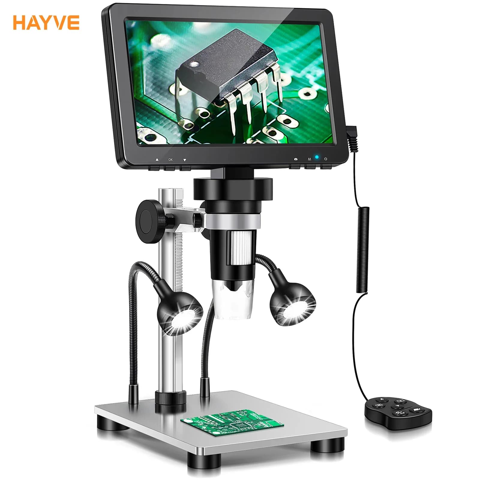 Microscopio digitale Hayve Microscopio per saldatura 1200X per lente d'ingrandimento per riparazione circuito PCB moneta 12MP compatibile con Windows/Mac OS
