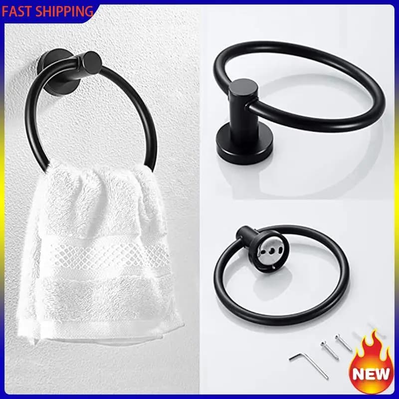 Hot Trend-6 pezzi hardware per il bagno anello portasciugamani nero e porta carta igienica porta asciugamani da bagno in acciaio inossidabile