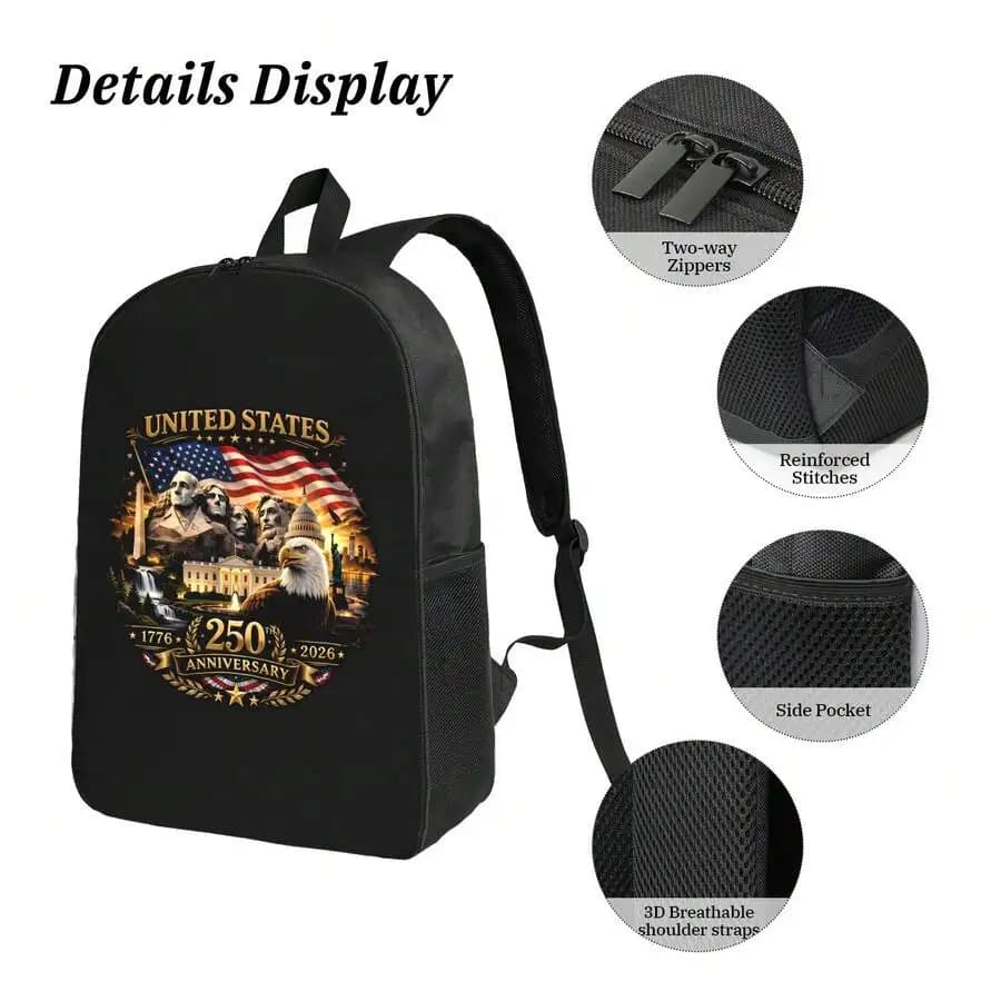 United States 250th Anniversary Print Backpack For Men Women Travel School Computer Daypack