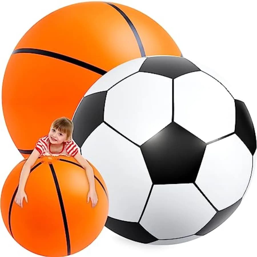 2 Palloni Giganti Gonfiabili da Calcio e Basket, Grandi Palloni da Spiaggia Gonfiabili, Palloncini Oversize per Sport, Feste di Compleanno, Regali