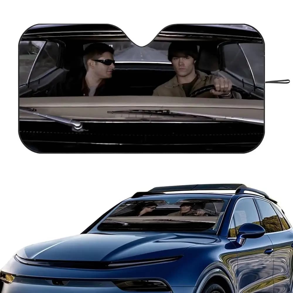 S-Supernatural Guida Auto Parasole Parabrezza Pieghevole Isolamento a tre strati Parasole con Ventosa Blocchi Raggi UV Sole