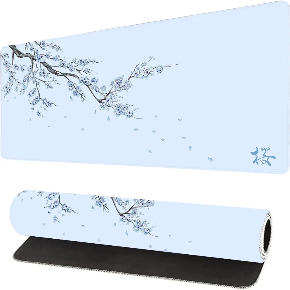 Giappone Blu Sakura Gaming Mouse Pad Xl Viola Laptop Deskmat Cherry Blossom Mousepad Ufficio Tappeto Gamer Tastiera Computer Scrivanie