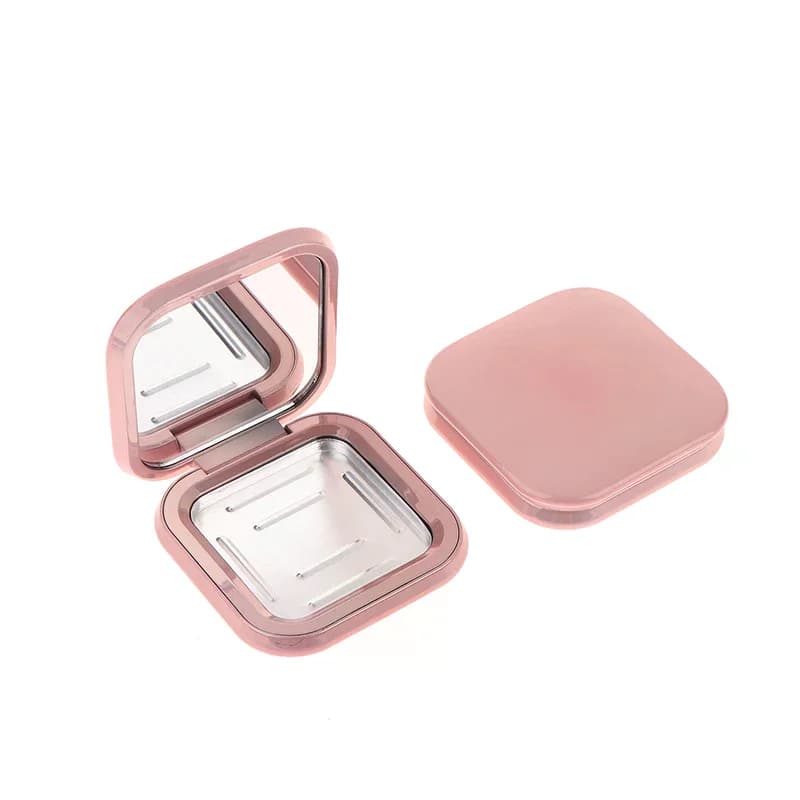 Scatola per Trucco Fai-da-Te, Contenitore Vuoto per Blush e Rossetto Lucido, Palette Cosmetica Quadrata Rosa con Chiusura Magnetica per Ombretto e Blush